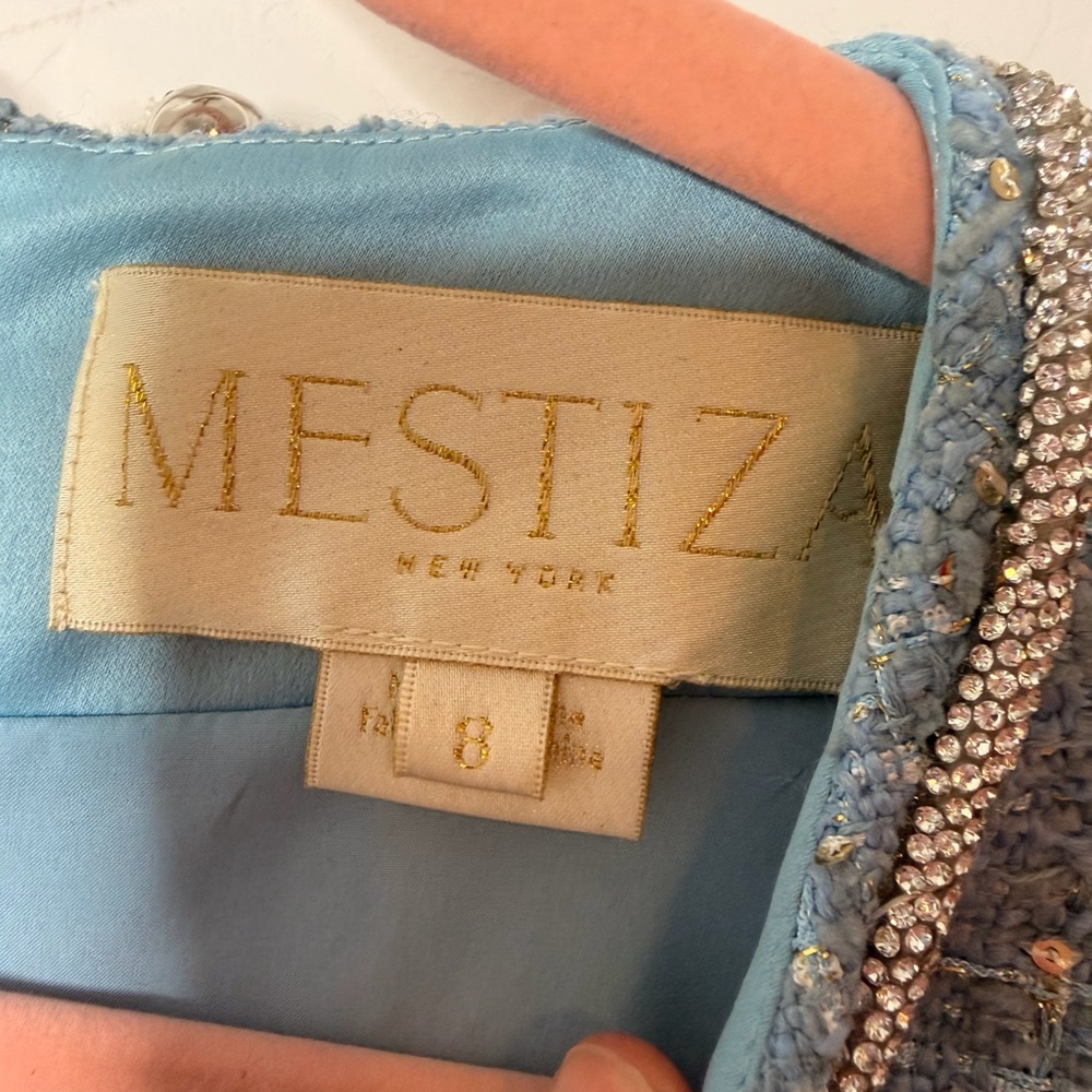 Mestiza Ainslee Embellished Metallic Tweed Mini Dress size 8 - Picture 4 of 6